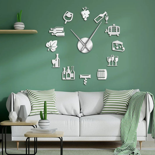Käse & Wein Wanduhr – DIY Küchenkunst, Bar Deko, Modernes Design