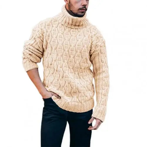 Herren Winter Pullover Wollstrick Rollkragen Langarm