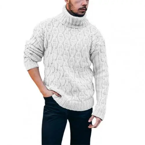 Herren Winter Pullover Wollstrick Rollkragen Langarm