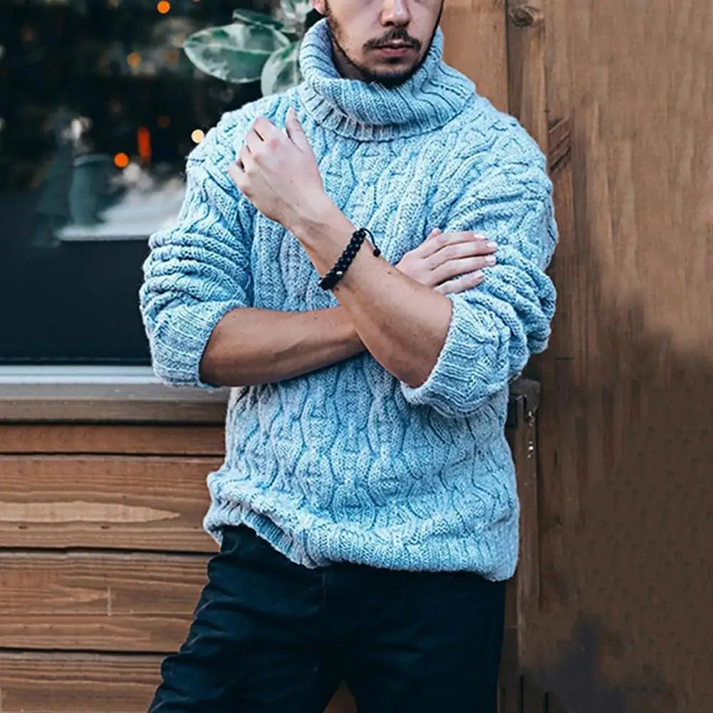 Herren Winter Pullover Wollstrick Rollkragen Langarm