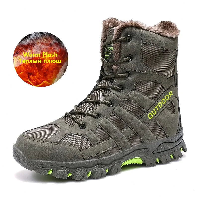 Marken-Winterstiefel für Männer, dicke Plüsch-Winterstiefel, Schnürstiefeletten, wasserdichte Outdoor-Motorradstiefel für Männer