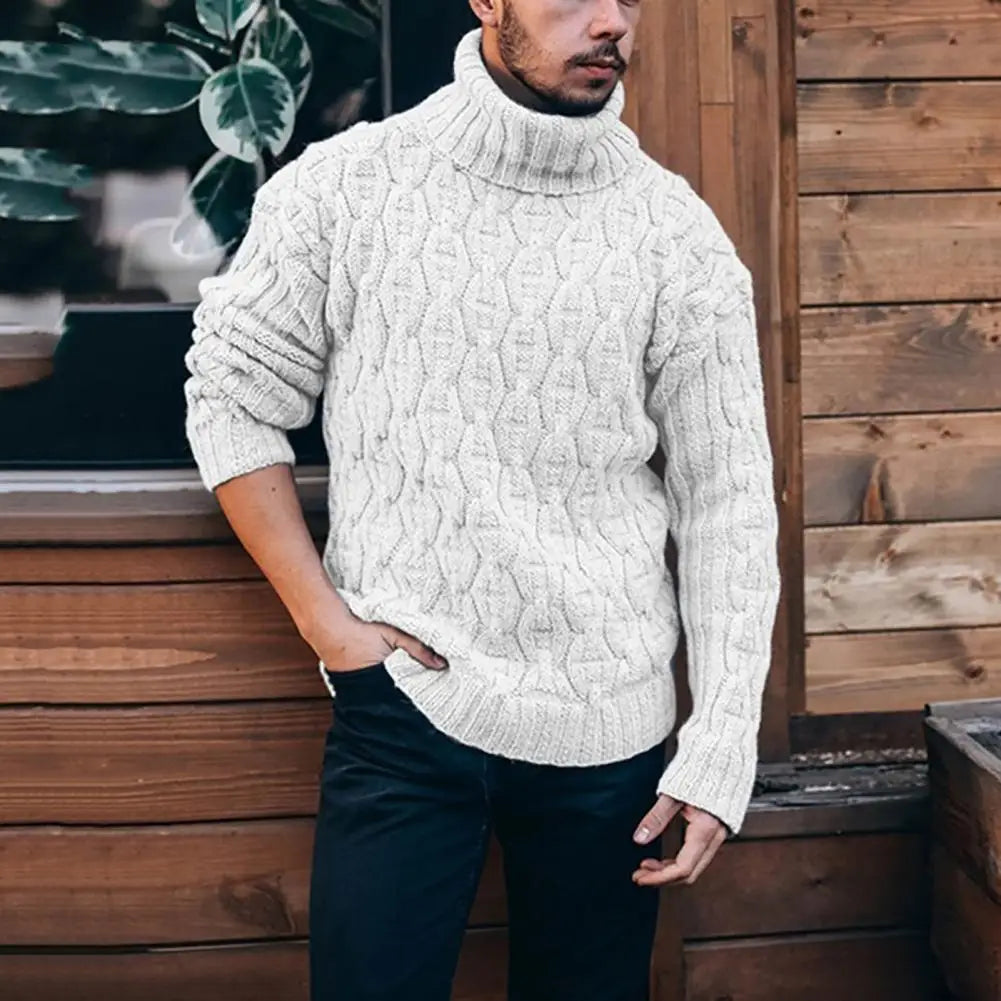 Herren Winter Pullover Wollstrick Rollkragen Langarm