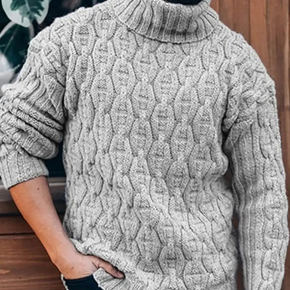 Herren Winter Pullover Wollstrick Rollkragen Langarm