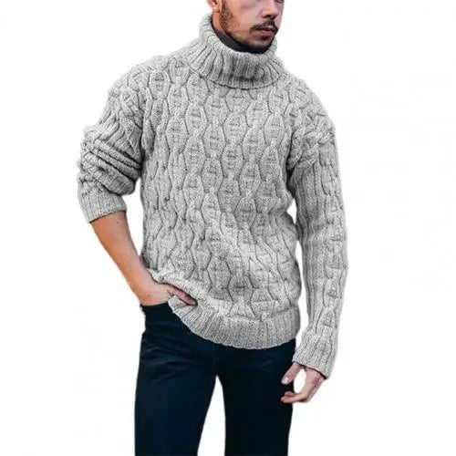 Herren Winter Pullover Wollstrick Rollkragen Langarm
