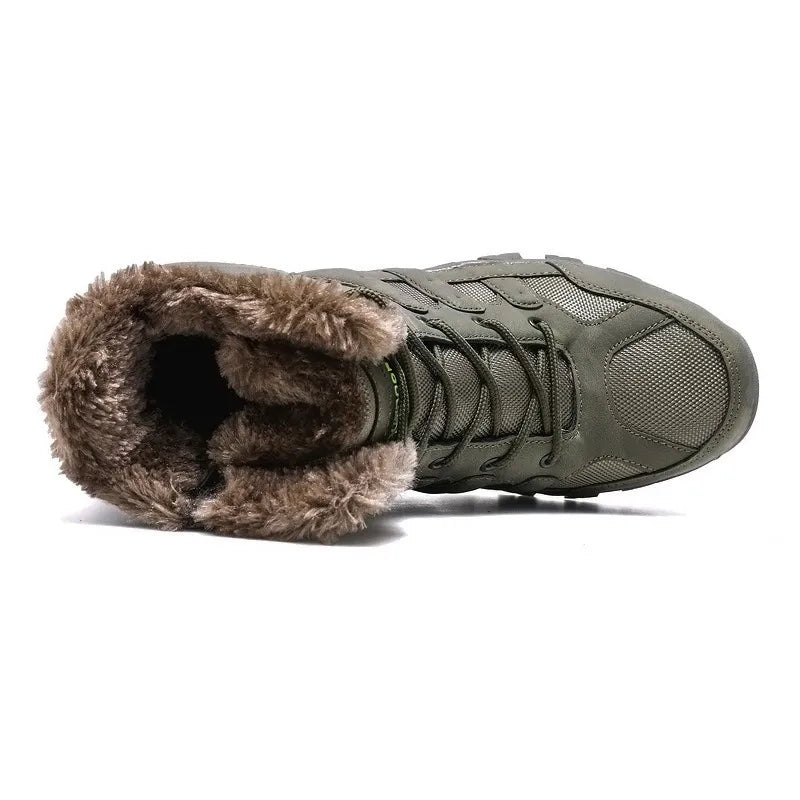 Marken-Winterstiefel für Männer, dicke Plüsch-Winterstiefel, Schnürstiefeletten, wasserdichte Outdoor-Motorradstiefel für Männer