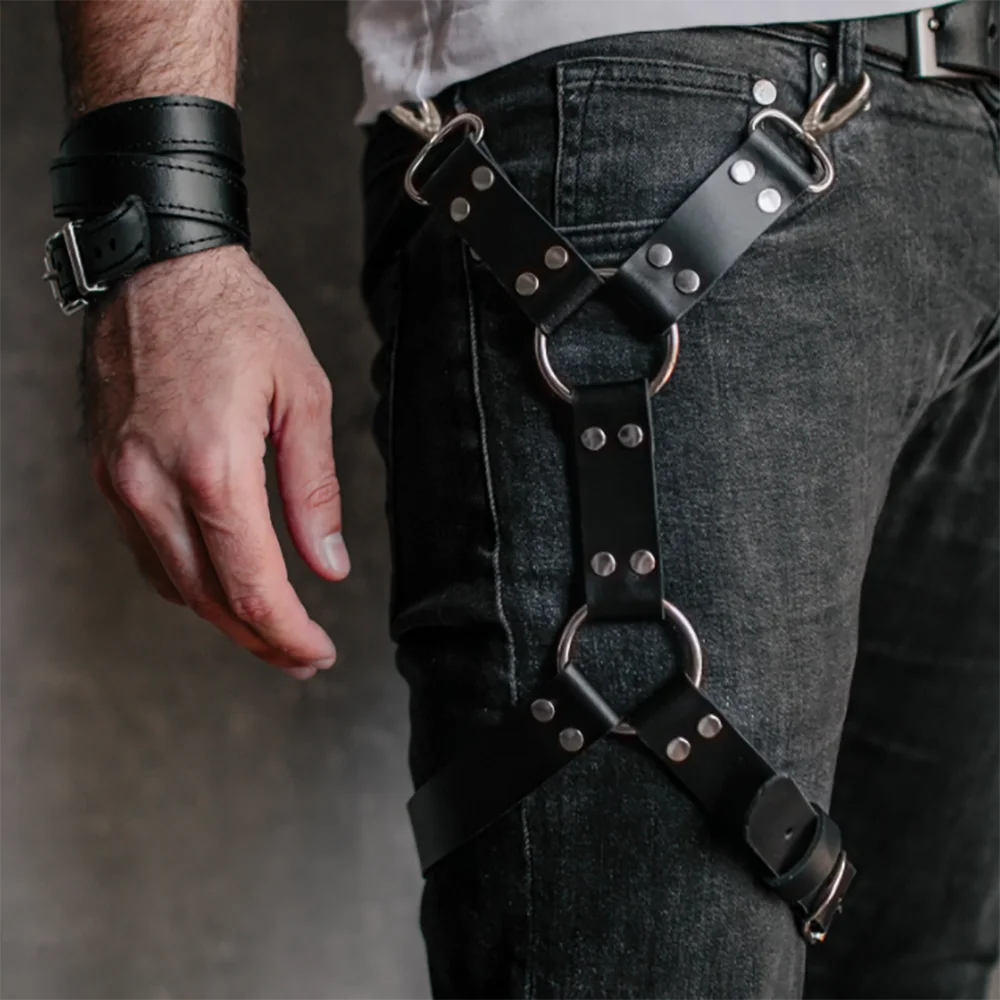 Gay Goth Pastell PU Leder Gurt-Bondage für Männer