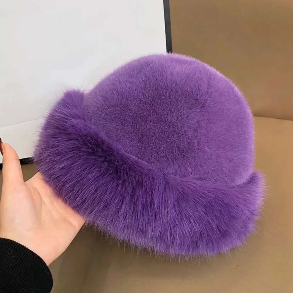 Flauschiger Winterhut für Damen – Faux-Fuchsfell Bombermütze