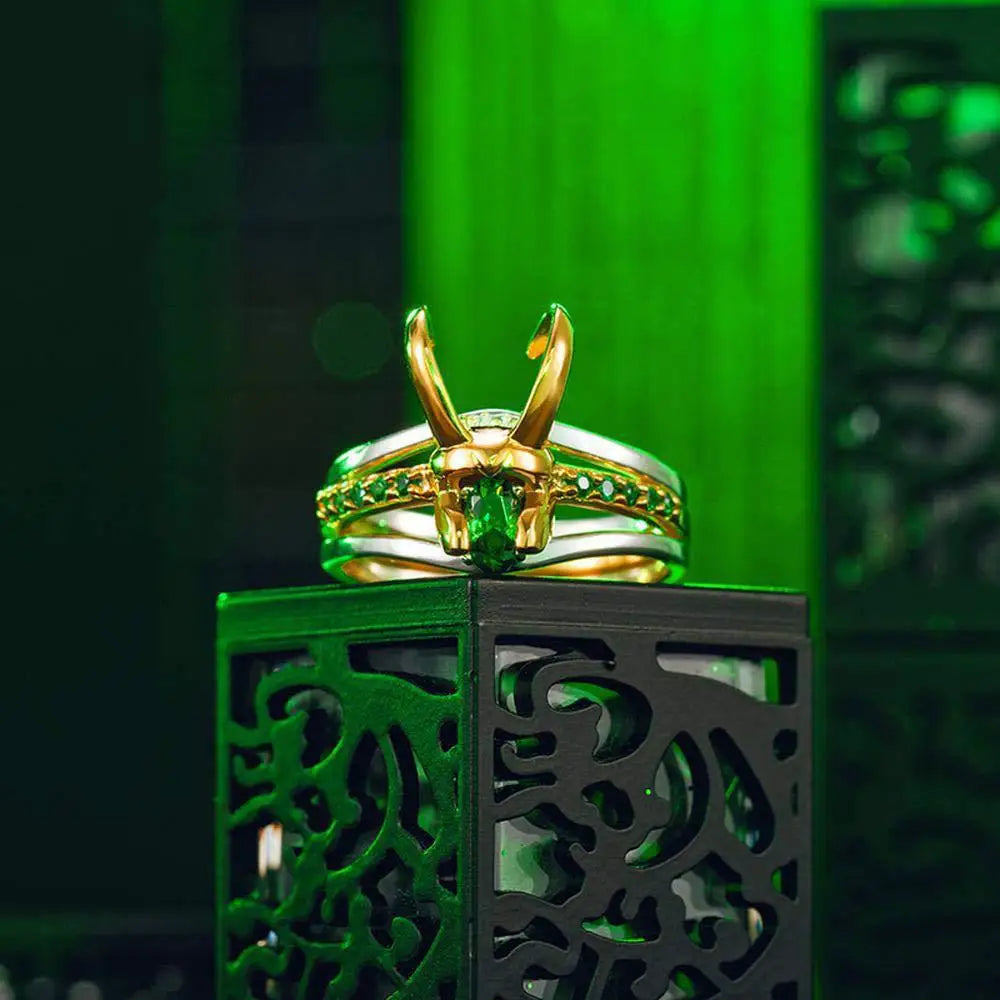 Minimalistisches Loki-Helm-Ring-Set – Unisex Stapelbarer Schmuck