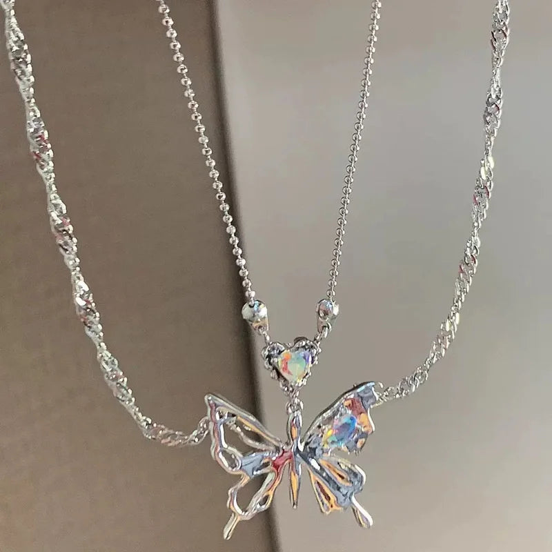 Kristall Kreuz Quasten Halskette - Zirkon Anhänger Y2K Schmuck für Damen