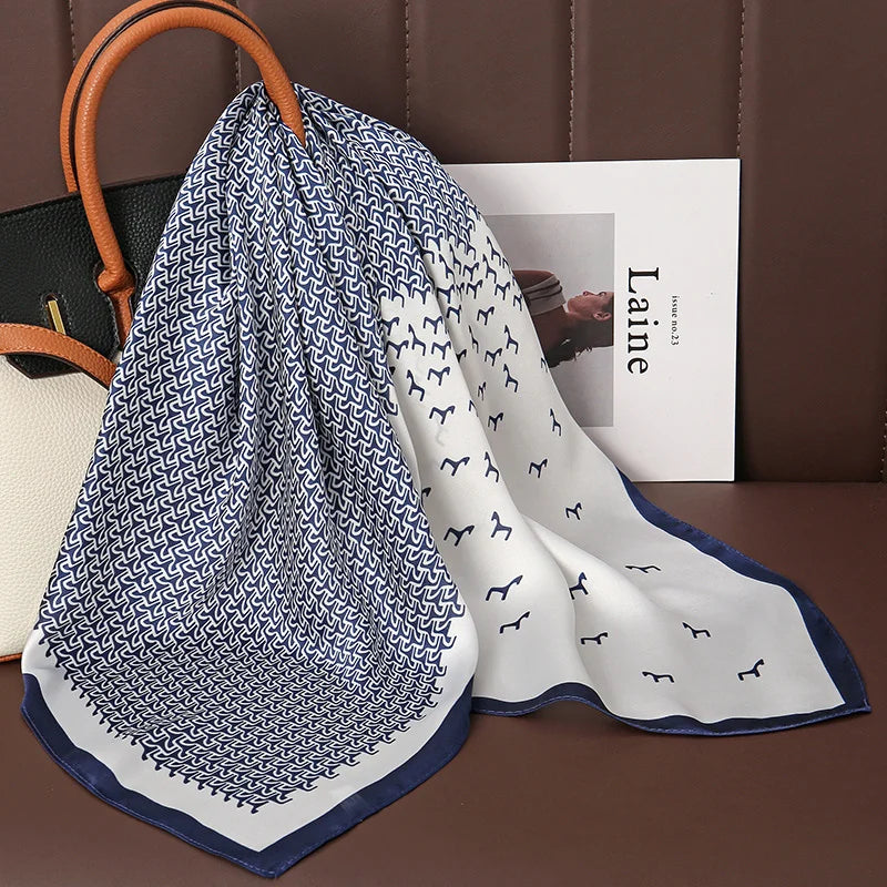 Luxuriöser Bedruckter Satin Seiden Quadrat Schal – Mode Schal, Hijab, Haarband für Damen