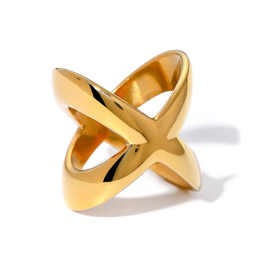 Youthway 18K Gold Kreuzring – Minimalistischer, Wasserfester Schmuck für Damen