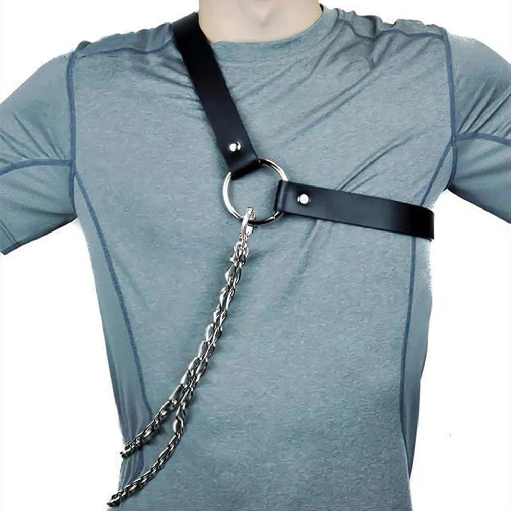 Gay Goth Pastell PU Leder Gurt-Bondage für Männer