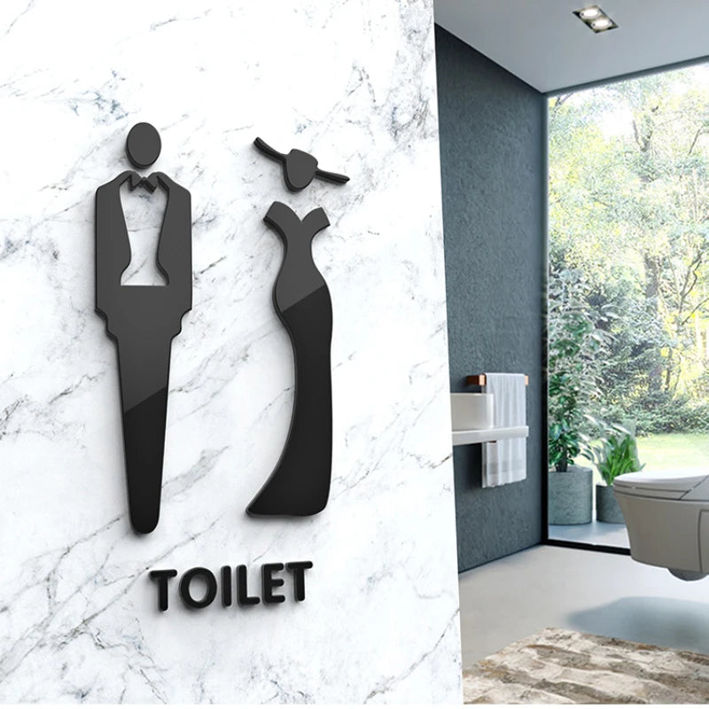 Kreative WC Tür Wandsticker – Schwarze Muster Deko