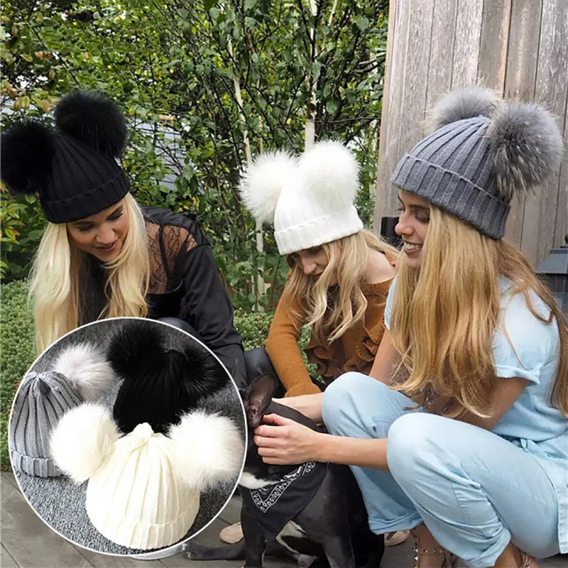Niedliche Pompom Mütze für Babys, Winter Strickmütze für Mädchen & Jungen