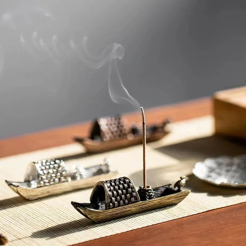 Metall Räucherstäbchenhalter Zen Schiff Design Antikstil
