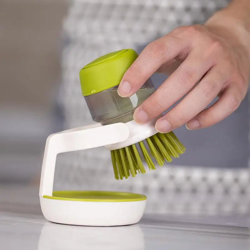 Küchen-Geschirrspülbürste mit Flüssigkeitsdispenser – Drücken & automatische Pfannenreinigungsbürste