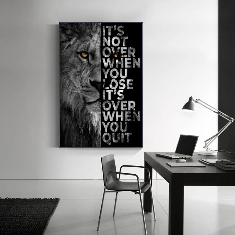 Löwen Motivationsposter Leinwand Wanddeko Büro Zuhause
