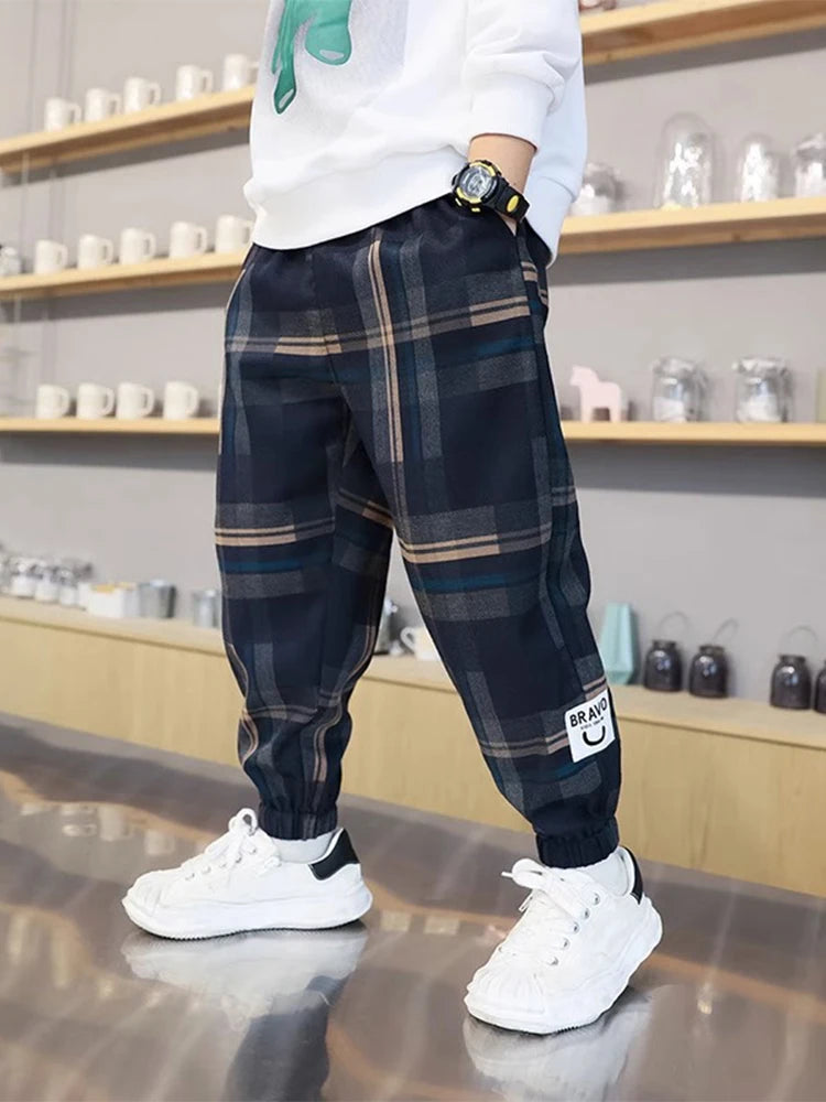 2025 Jungen Baumwoll Karo Hose für Frühling & Herbst