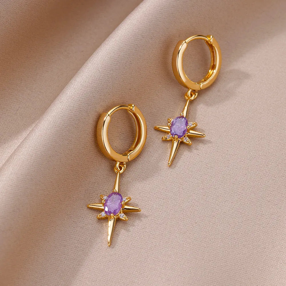 Achtzackige Sternohrringe aus Edelstahl – Schmuck für Damen
