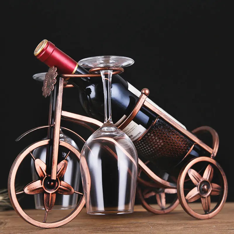 Kreativer Kutschen-Fahrrad Weinregal – Retro Flaschen- und Glashalter