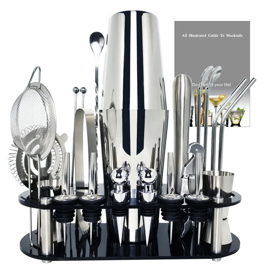 13-22tlg. Boston Cocktail Shaker Set 750ml/600ml mit Halter für Barkeeper