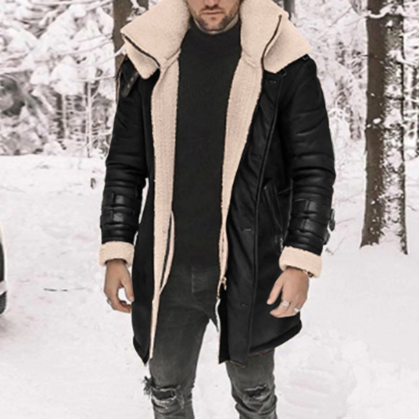 Herren Übergrößen Daunenjacke aus Lammfell – Warme, Winddichte Winterjacke