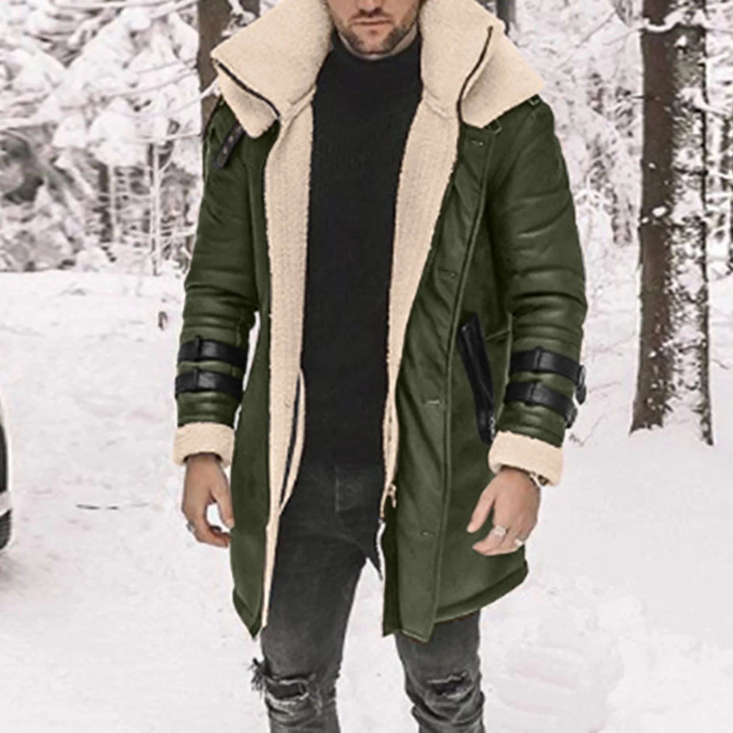 Herren Übergrößen Daunenjacke aus Lammfell – Warme, Winddichte Winterjacke