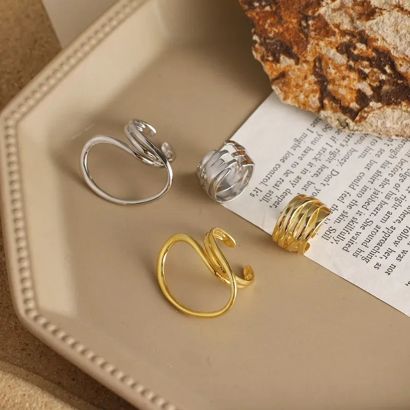2er-Set Damenringe – Mutige Geometrische Linien, Modisches Statement Schmuck Geschenk
