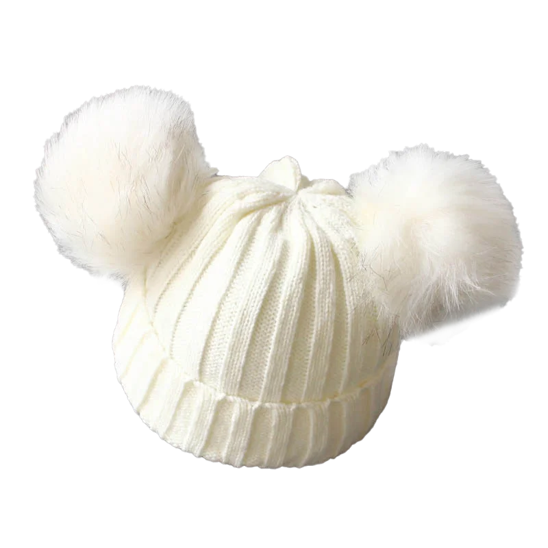Niedliche Pompom Mütze für Babys, Winter Strickmütze für Mädchen & Jungen