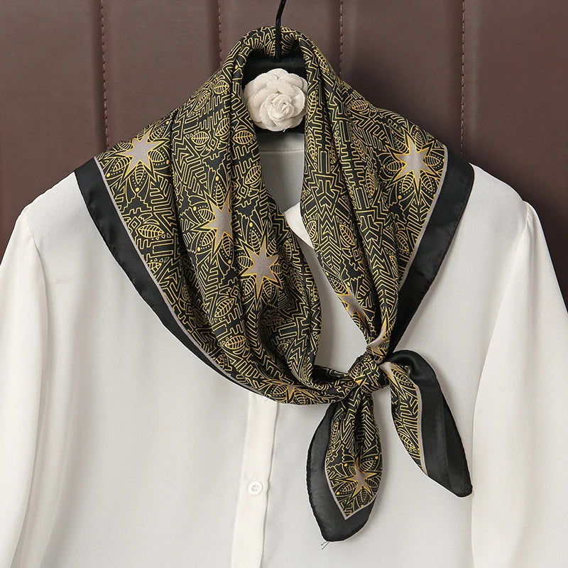 Luxuriöser Bedruckter Satin Seiden Quadrat Schal – Mode Schal, Hijab, Haarband für Damen
