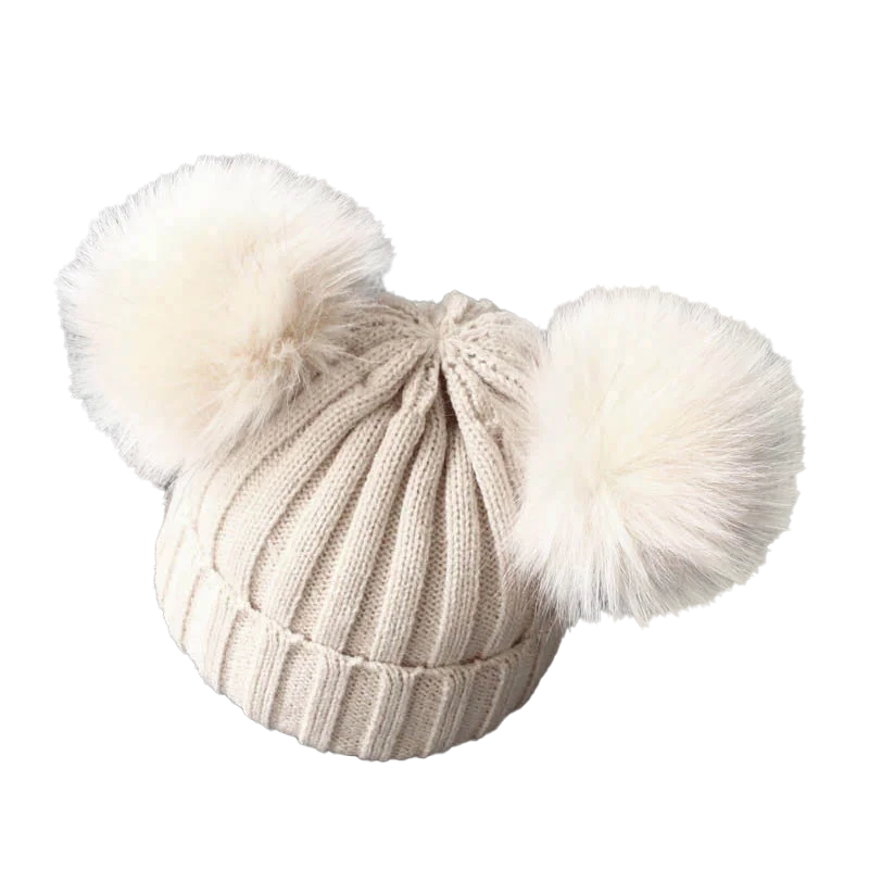 Niedliche Pompom Mütze für Babys, Winter Strickmütze für Mädchen & Jungen