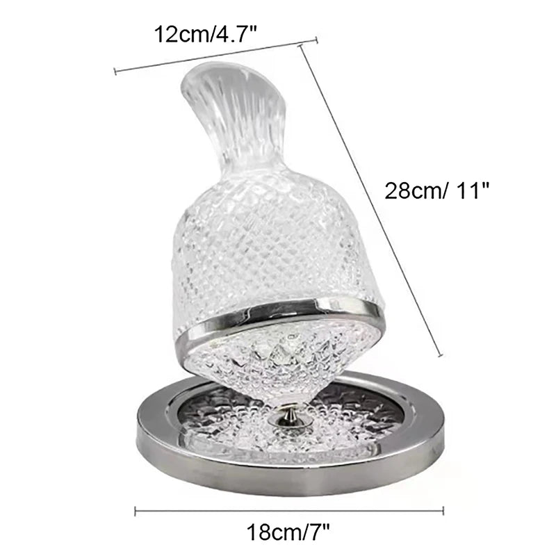 Hochwertiger Kristallglas 360° Rotierender Dekanter – 1500ml Weindekanter mit Belüfter, Spiegelkanne als Geschenk & Bar Dekoration