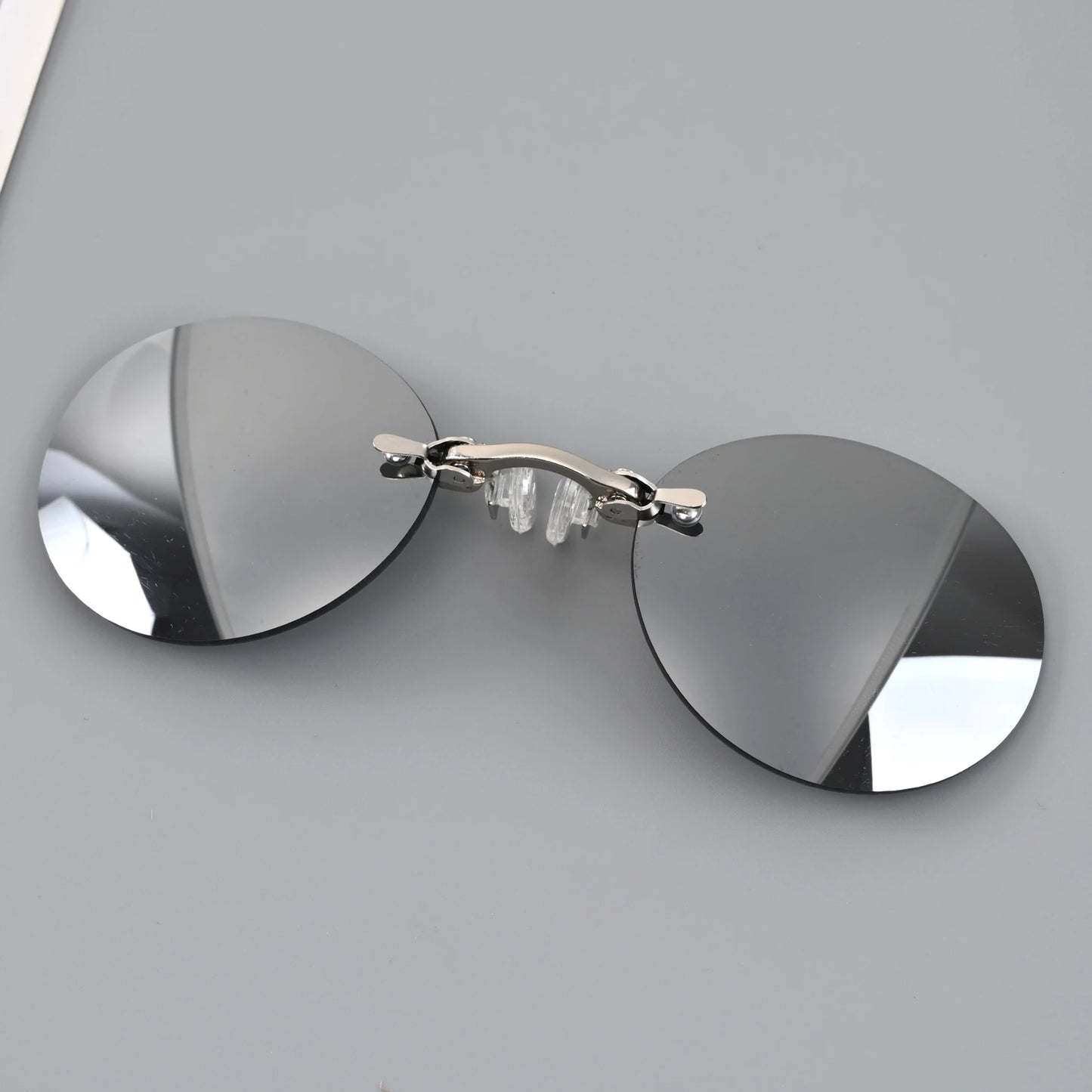 1 Stück Clip-On Nasenbrille – Runde randlose Matrix Morpheus Mini Vintage Sonnenbrille für Herren, UV400 Schutzbrille