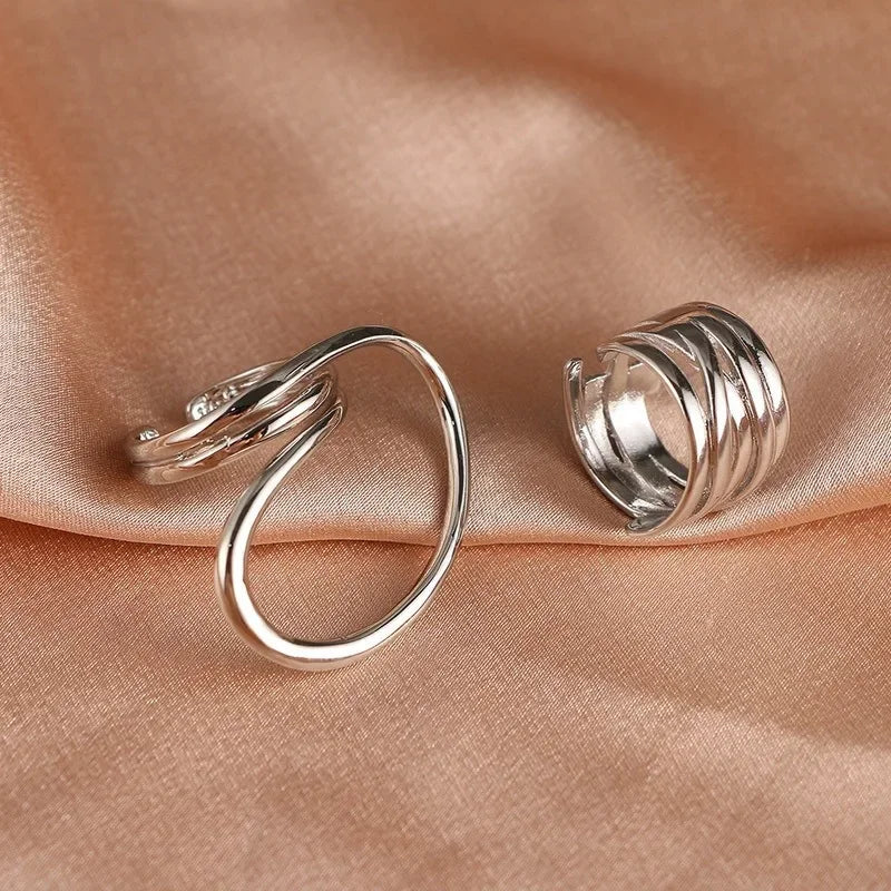 2er-Set Damenringe – Mutige Geometrische Linien, Modisches Statement Schmuck Geschenk