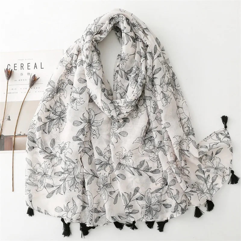 Aztec Paisley Schal mit Fransen – 180x90 cm