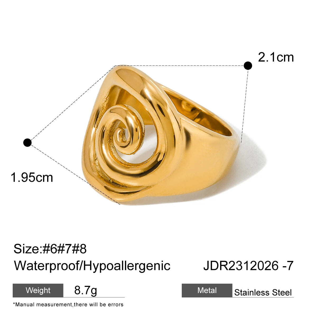 Youthway 18K Gold Spiralenring – Stilvoll, personalisiert, wasserdichter Schmuck für Damen