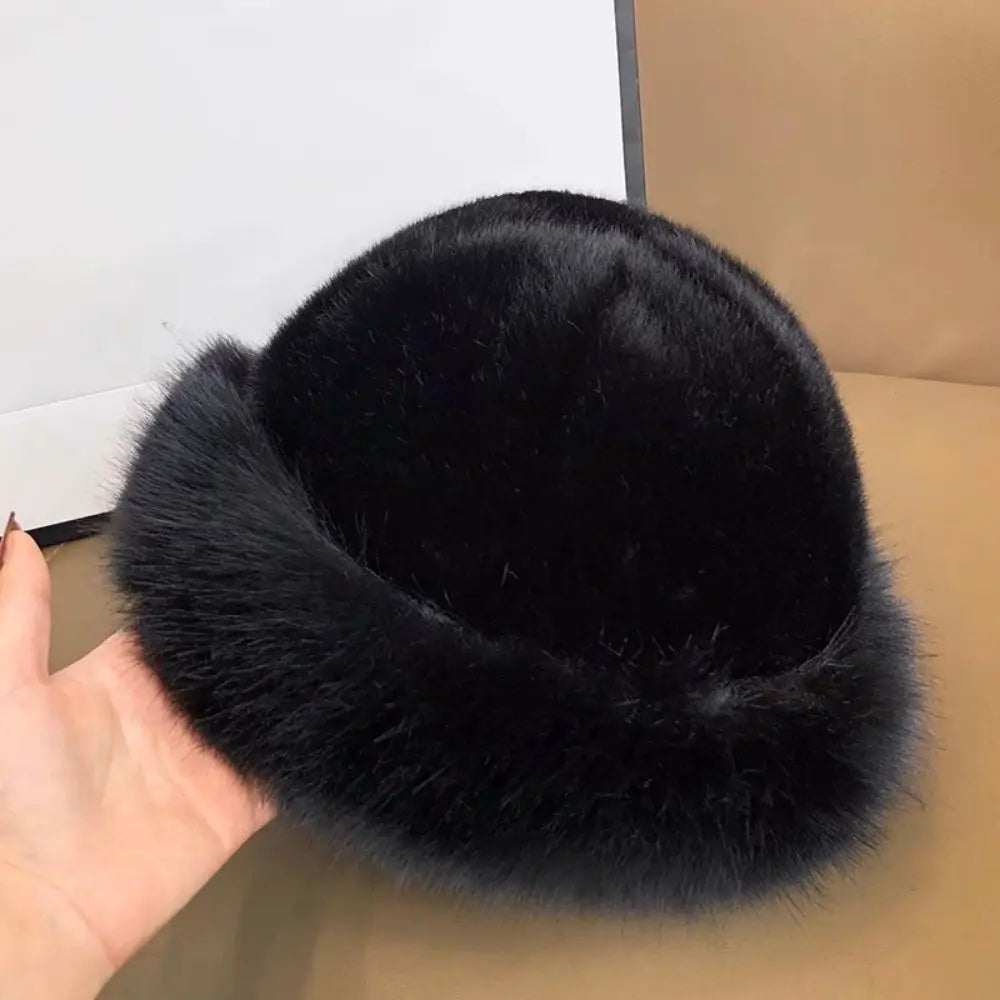 Flauschiger Winterhut für Damen – Faux-Fuchsfell Bombermütze