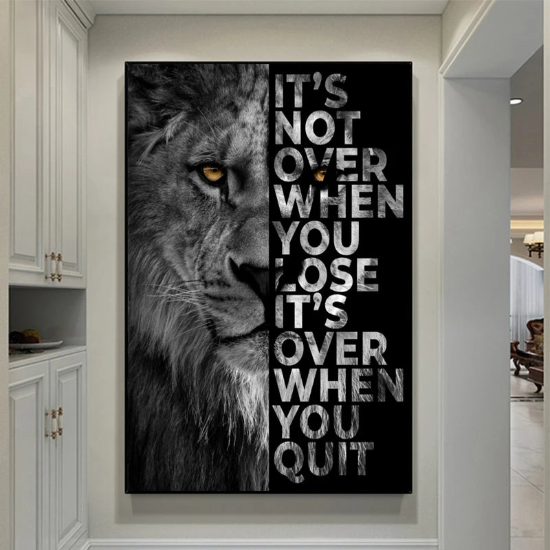Löwen Motivationsposter Leinwand Wanddeko Büro Zuhause
