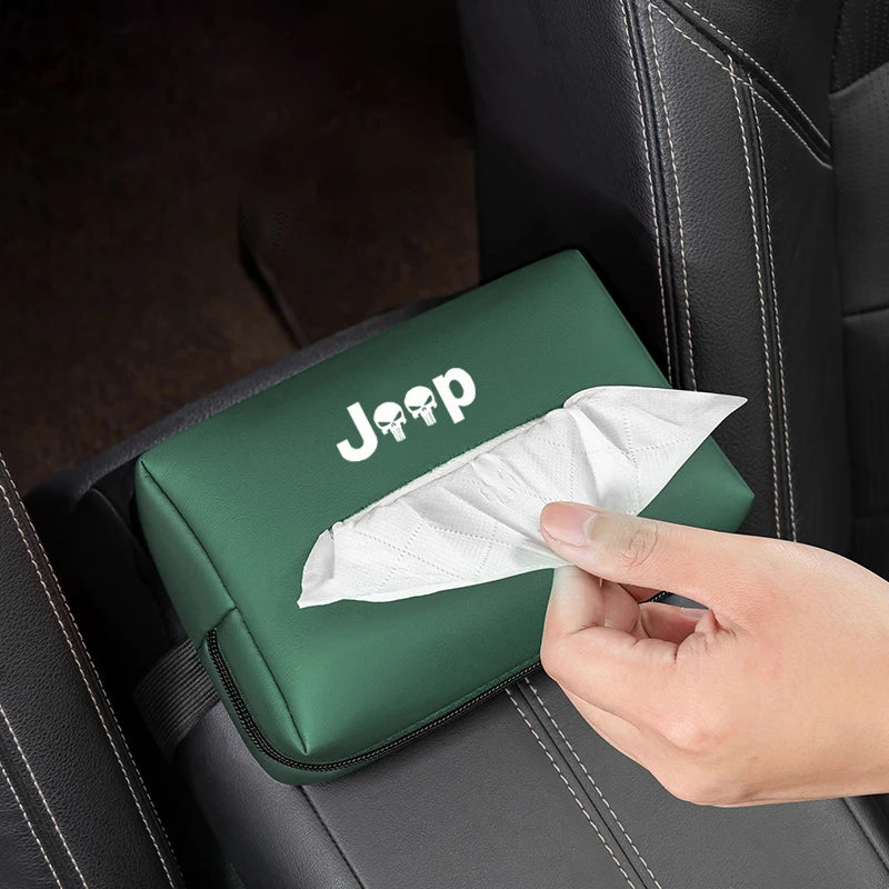Auto Taschentuch-Organizer für Jeep – Papiertuch-Aufbewahrung für Cherokee, Wrangler, Gladiator, Compass, Renegade