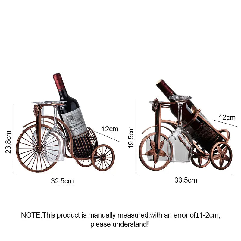 Kreativer Kutschen-Fahrrad Weinregal – Retro Flaschen- und Glashalter