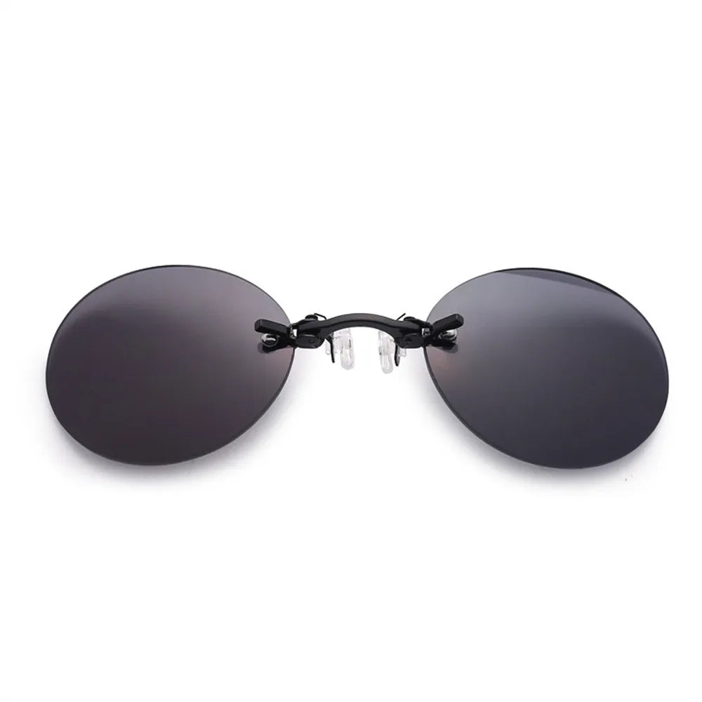 1 Stück Clip-On Nasenbrille – Runde randlose Matrix Morpheus Mini Vintage Sonnenbrille für Herren, UV400 Schutzbrille