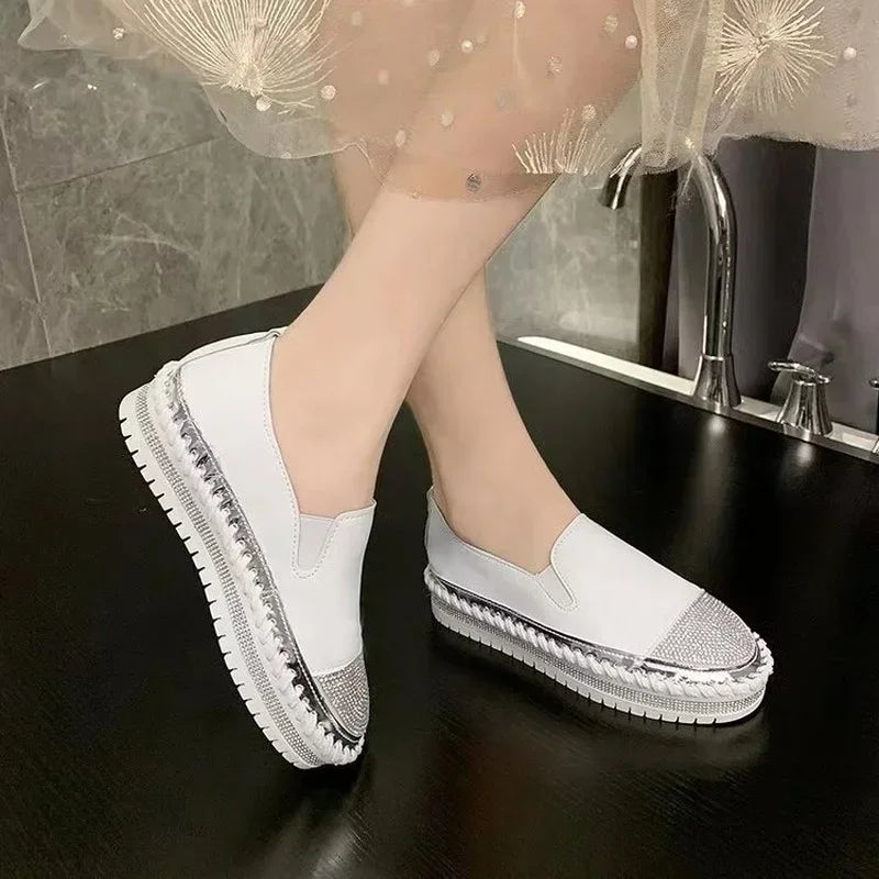 Frauen Kristall Paillette Flache Schuhe - Luxus