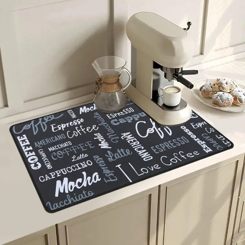 Kaffeetassen-Trockenmatte – Rutschfeste, absorbierende Diatom-Matte für Küche, Arbeitsplatte und Kaffeebar