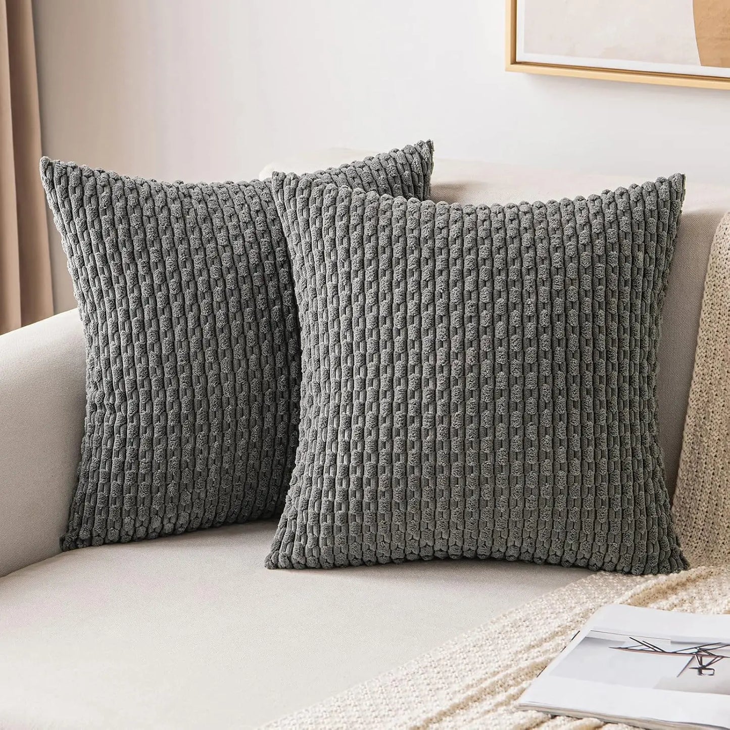Boho Kord-Kissenbezüge – Herbst Farmhouse Dekor für Sofa & Bett