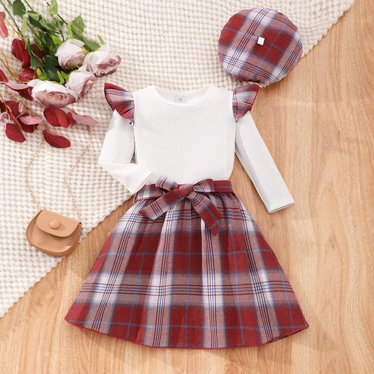 Babymädchen Flutter-Top & Karorock: Herbst-Party-Outfit