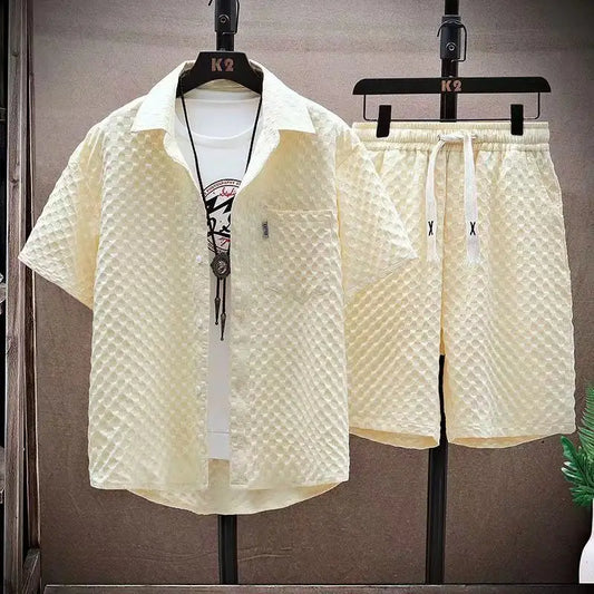 Sommer Herren Set – Oversize Karo Hemd & Shorts