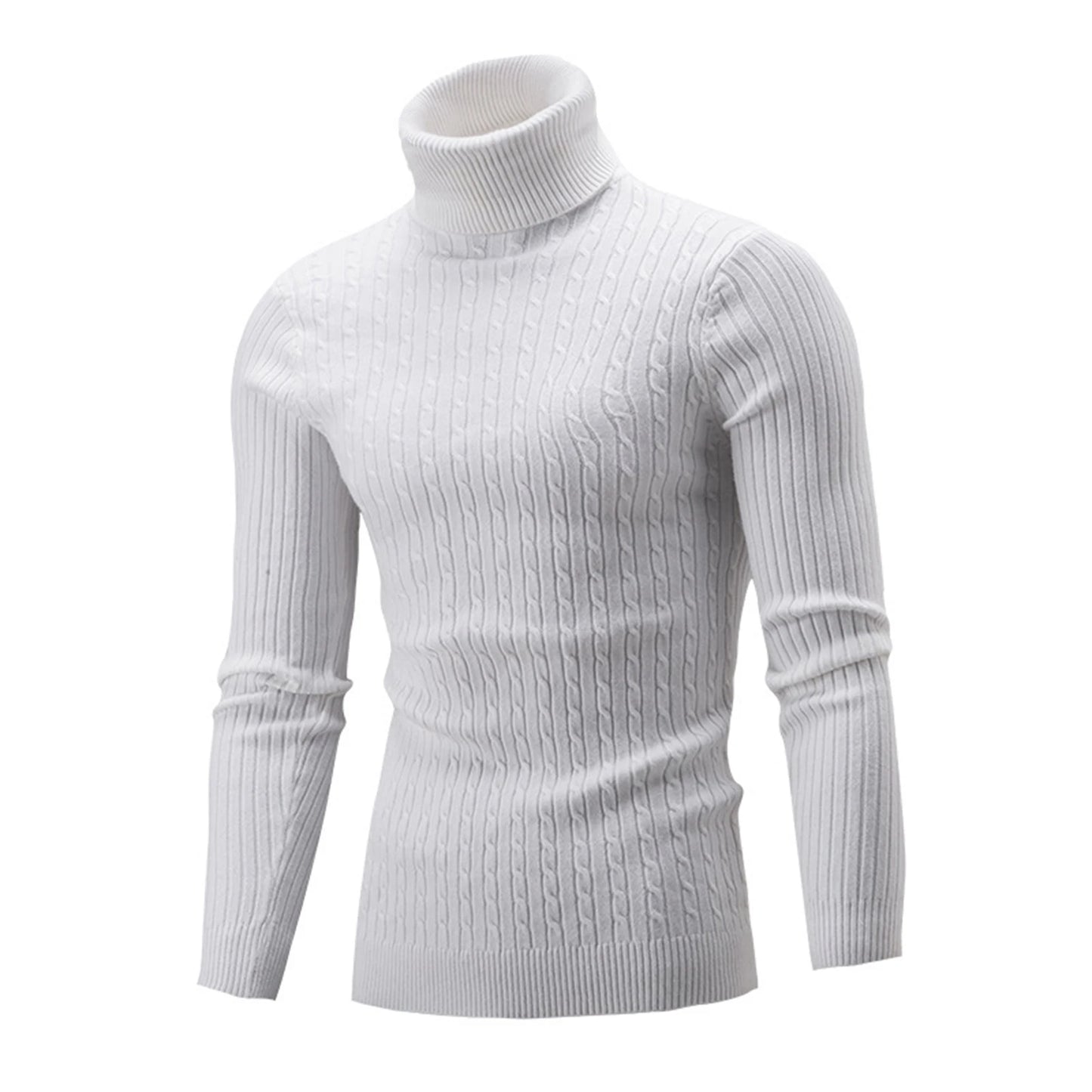 Herren Winter Pullover Wollstrick Rollkragen Langarm