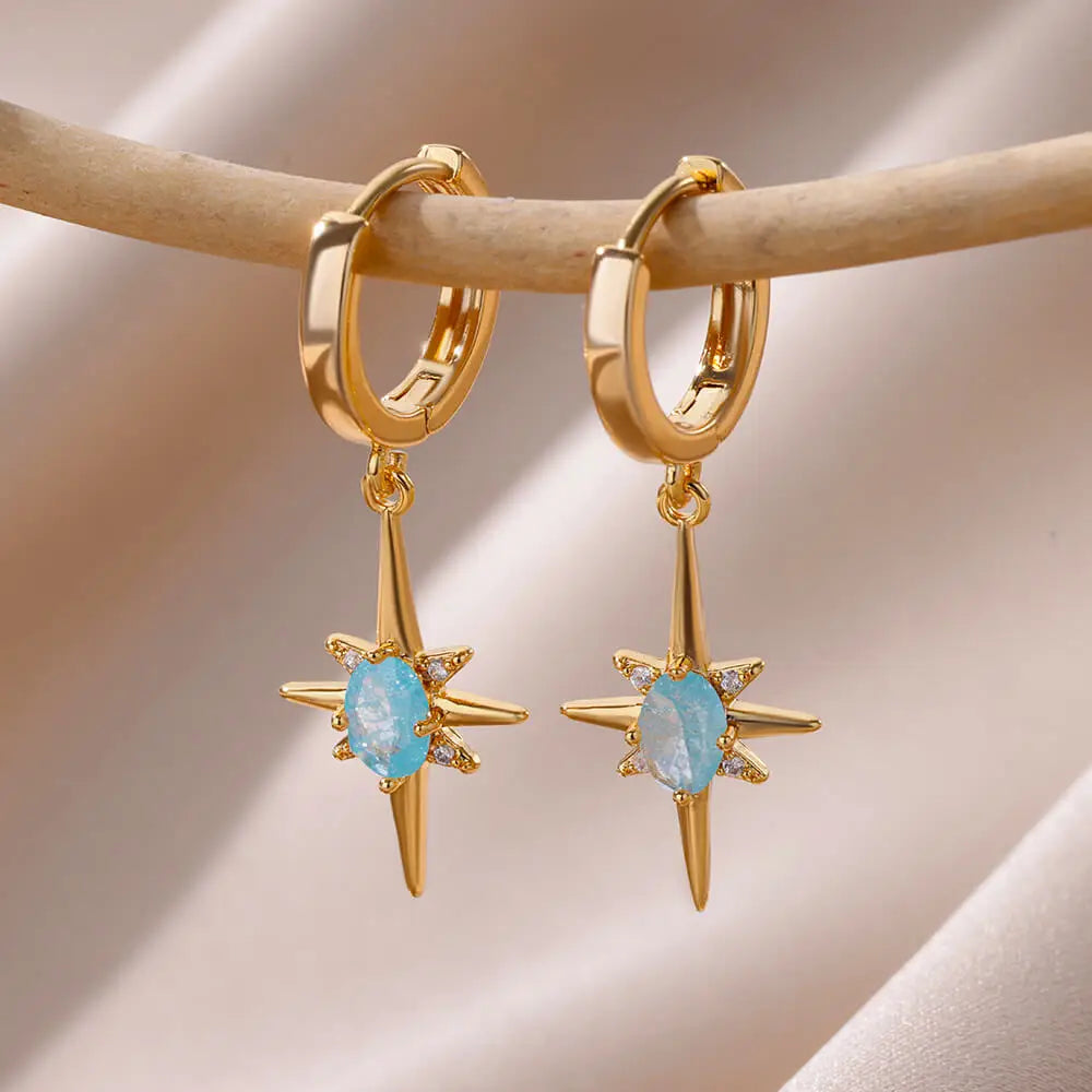 Achtzackige Sternohrringe aus Edelstahl – Schmuck für Damen