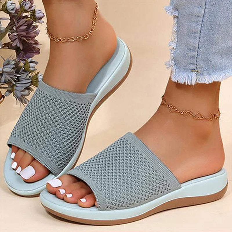 Elegante Damen Sandalen mit niedrigem Absatz – Sommer Slip-On Schuhe
