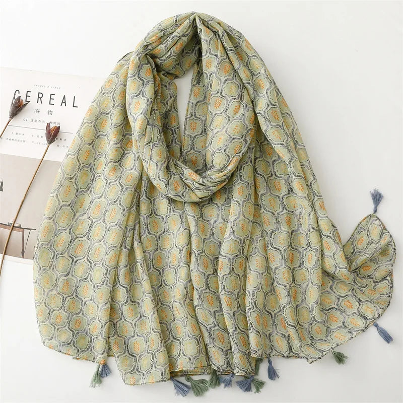 Aztec Paisley Schal mit Fransen – 180x90 cm